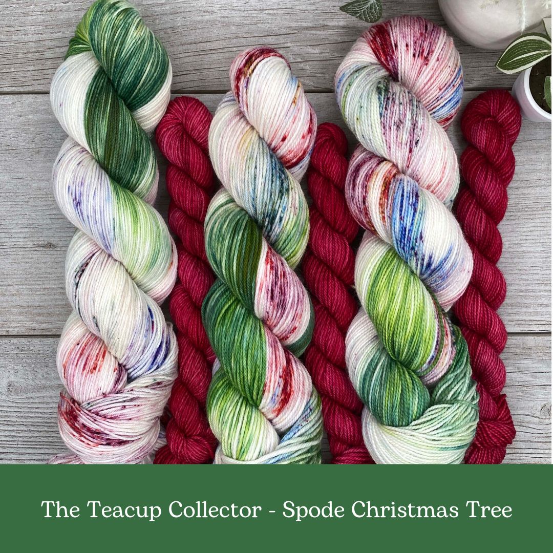 Spode Christmas Tree SOCK SET | Vintage Teacup Collector Series | Fingering weight | Christmas