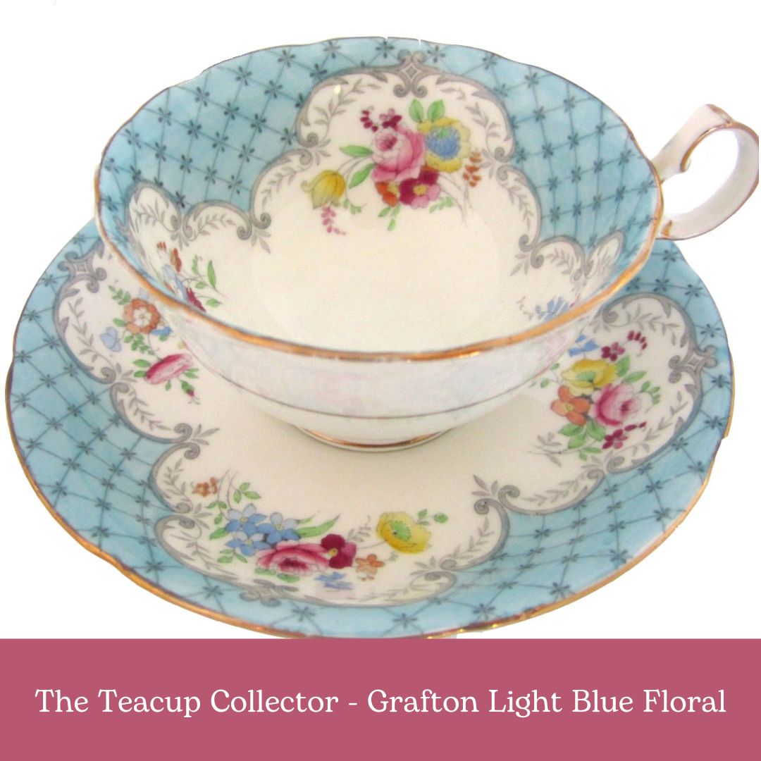 Grafton Light Blue Floral SOCK SET  |  Vintage Teacup Collector Series  |  Choose Fingering or DK weight