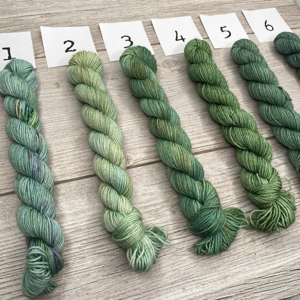 Mini Singles  |  Green and Teal Choices  |  SHEEPISHsock  |  fingering weight