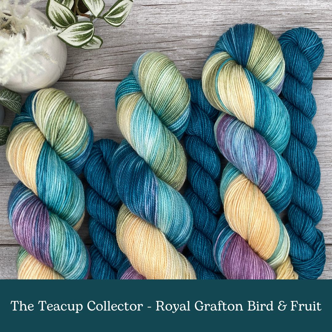 Royal Grafton Bird and Fruit Teacup SOCK SET  |  Vintage Teacup Collector Series  |  Choose Fingering or DK weight