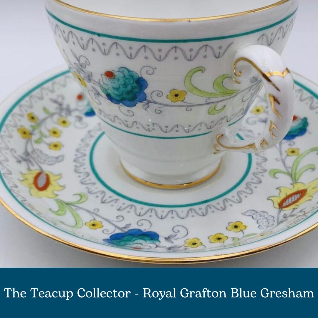 Royal Grafton Blue Gresham Teacup SOCK SET  |  Vintage Teacup Collector Series  |  Choose Fingering or DK weight