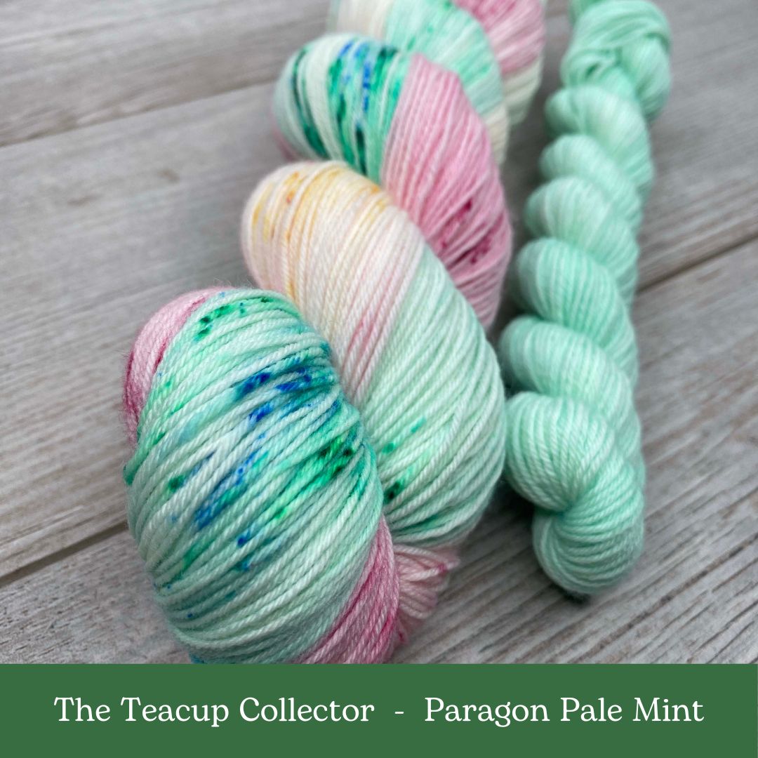 Paragon Pale Mint and Roses SOCK SET  |  Vintage Teacup Collector Series  |  Choose Fingering or DK weight