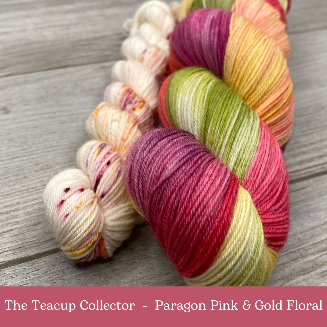 Paragon Pink and Gold Floral SOCK SET  |  Vintage Teacup Collector Series  |  Choose Fingering or DK weight
