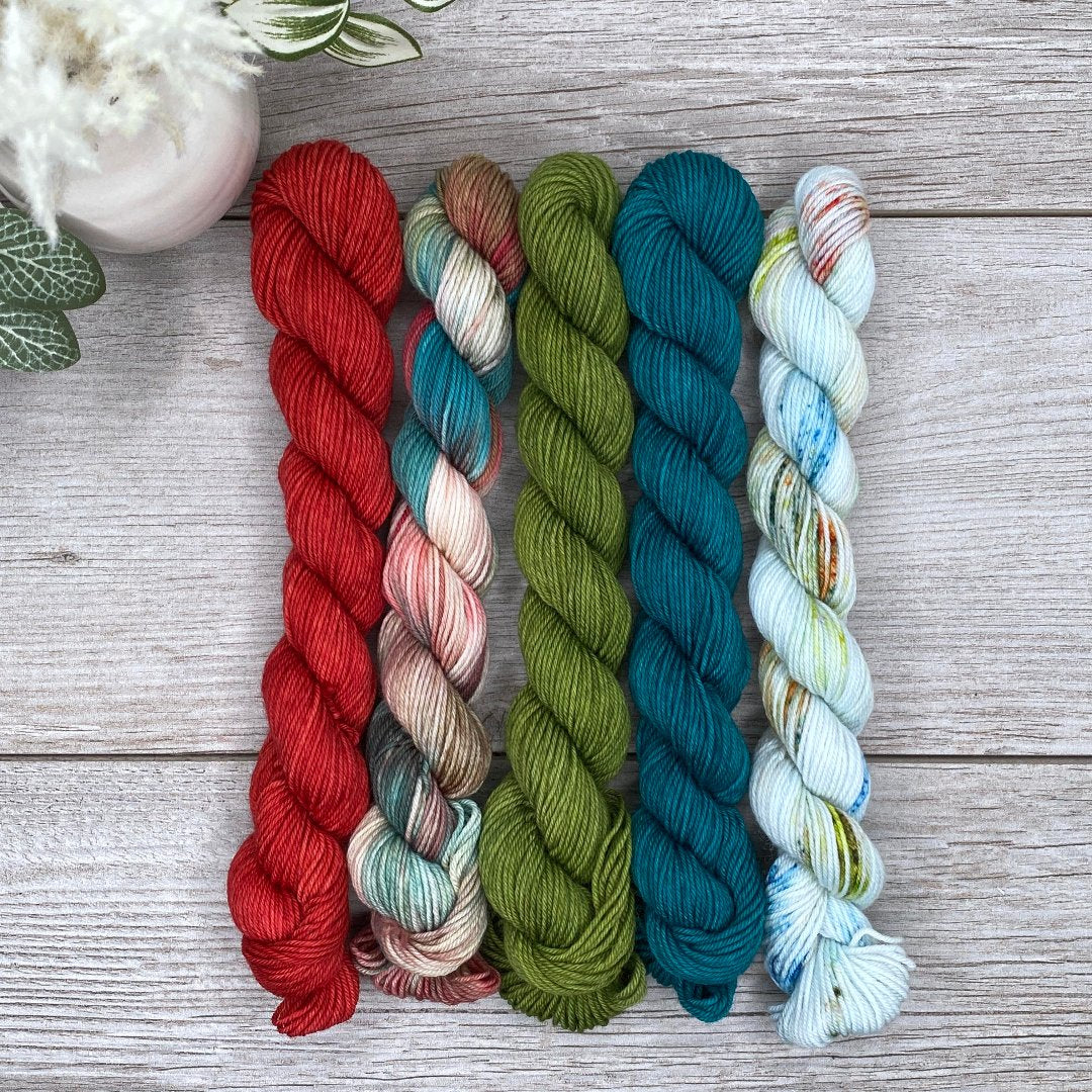 Christmas in Noisy Village - MINI skein set of 5  |  SHEEPISHsock  |  fingering weight