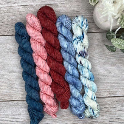 Vintage Flag ~ MINI skein set of 5  |  Choose fingering of DK weight