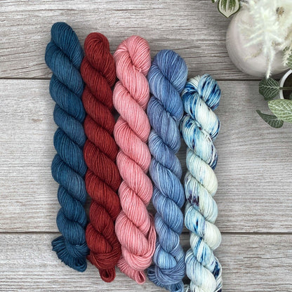 Vintage Flag ~ MINI skein set of 5  |  Choose fingering of DK weight