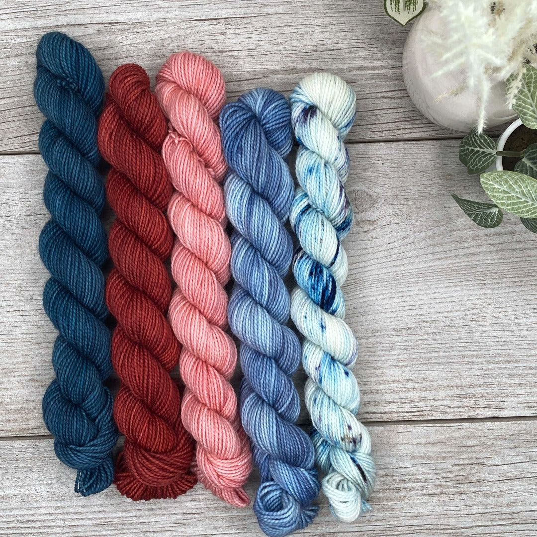 Vintage Flag ~ MINI skein set of 5  |  Choose fingering of DK weight