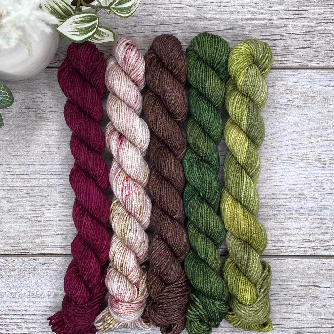 Christmas at Bag End - MINI skein set of 5   |  Hobbit &amp; Tolkien Inspired  |  SHEEPISHsock  |  fingering weight